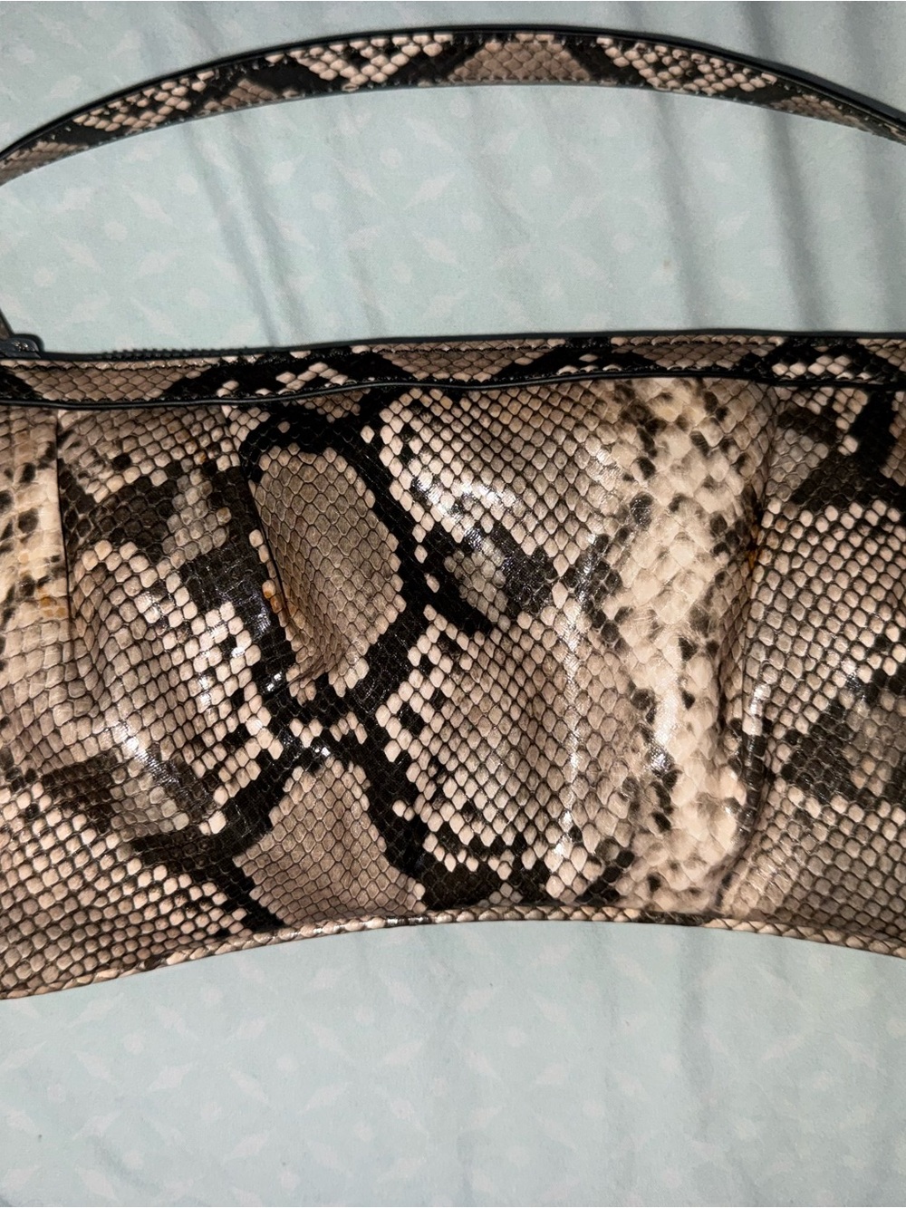 Zara Snake-Print Shoulder Bag in Brown, Black & Cream